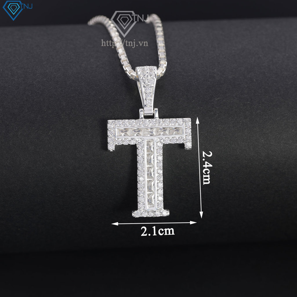 Dây chuyền bạc nam mặt chữ cái to theo yêu cầu DCA0206