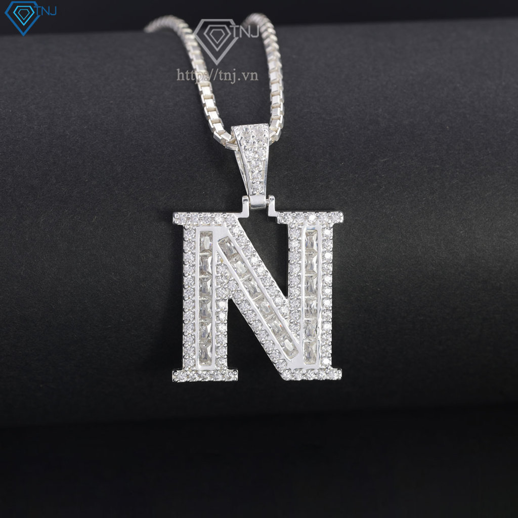 Dây chuyền bạc nam mặt chữ cái to theo yêu cầu DCA0206