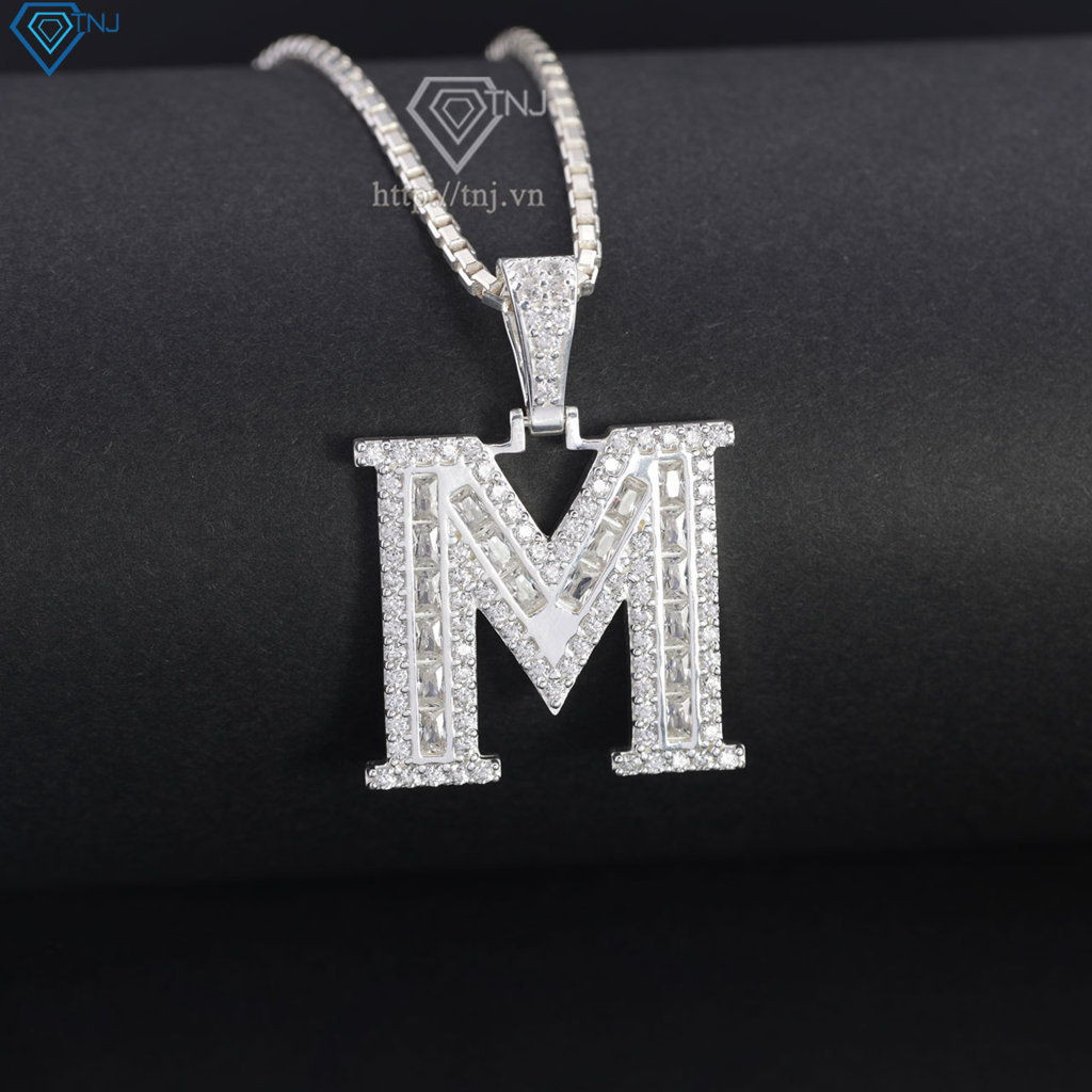 Dây chuyền bạc nam mặt chữ cái to theo yêu cầu DCA0206