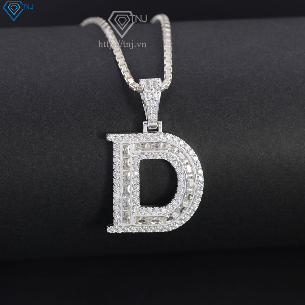 Dây chuyền bạc nam mặt chữ cái to theo yêu cầu DCA0206