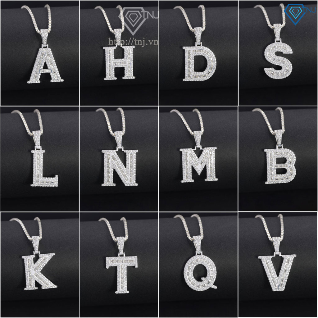 Dây chuyền bạc nam mặt chữ cái to theo yêu cầu DCA0206