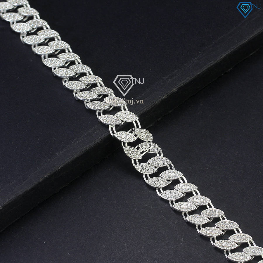 Dây chuyền bạc nam đính đá cuban mắt xích 12mm DCK0066