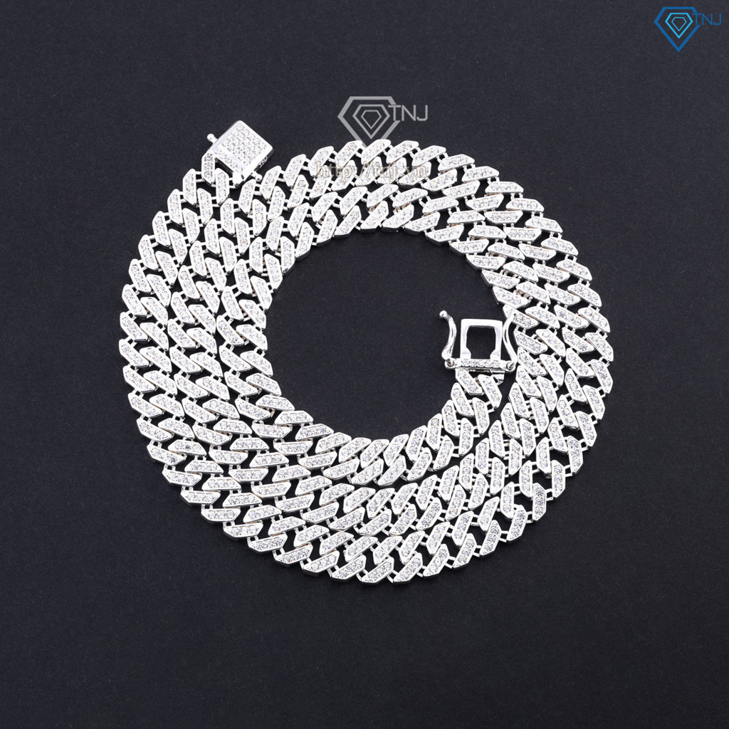 Vòng cổ Cuban vuông đính đá bản nhỏ 7mm DCK0089