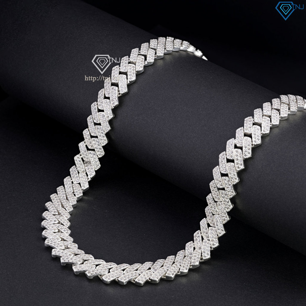 Vòng cổ Cuban đính đá cao cấp 14mm DCK0161