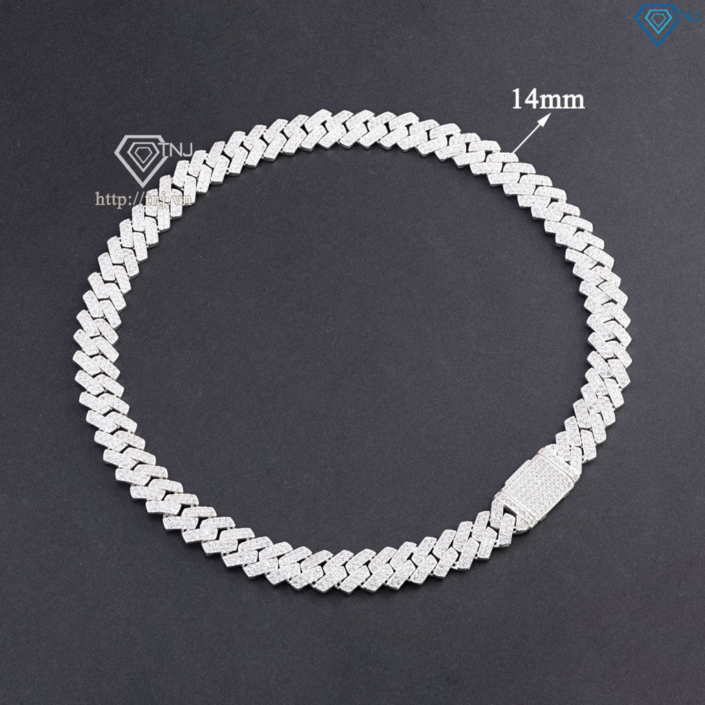 Vòng cổ Cuban đính đá cao cấp 14mm DCK0161
