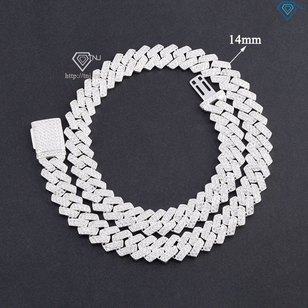 Vòng cổ Cuban đính đá cao cấp 14mm DCK0161