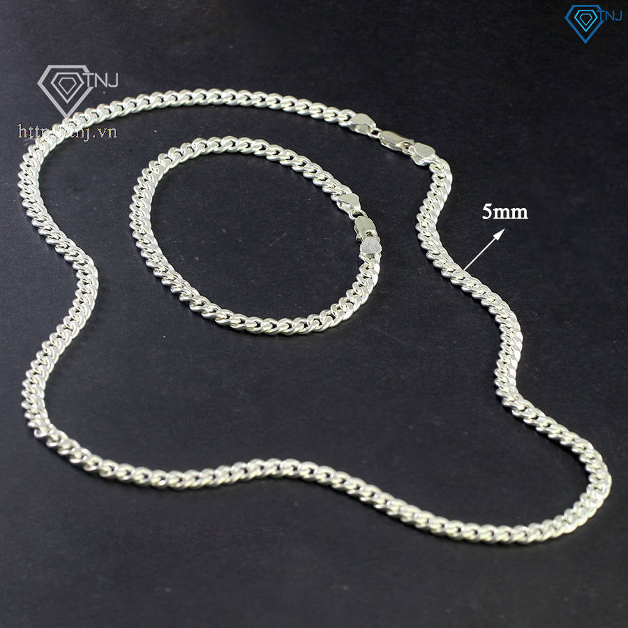 Bộ trang sức bạc nam mắt xích 5mm TSA0005