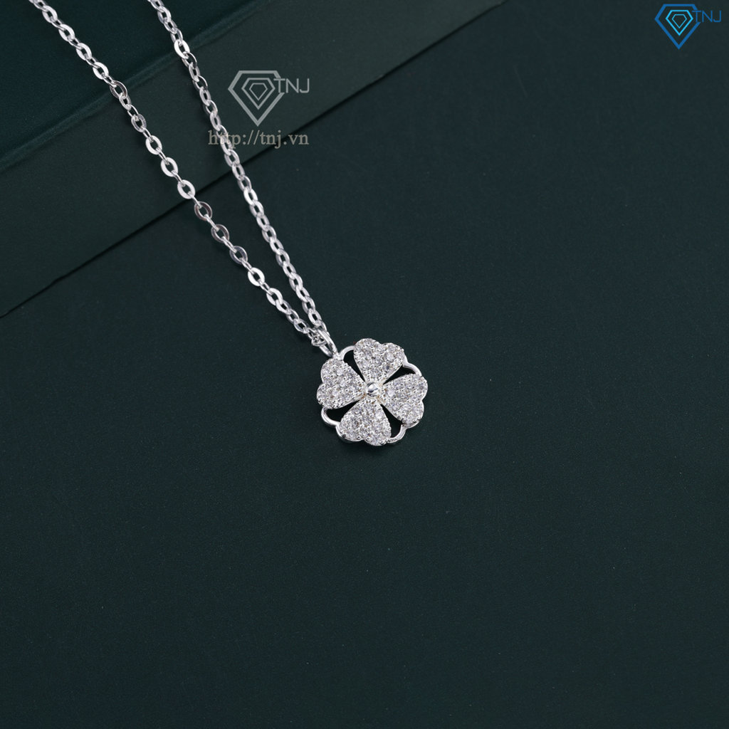 Dây chuyền cỏ 4 xoay đính đá trắng DCN0508