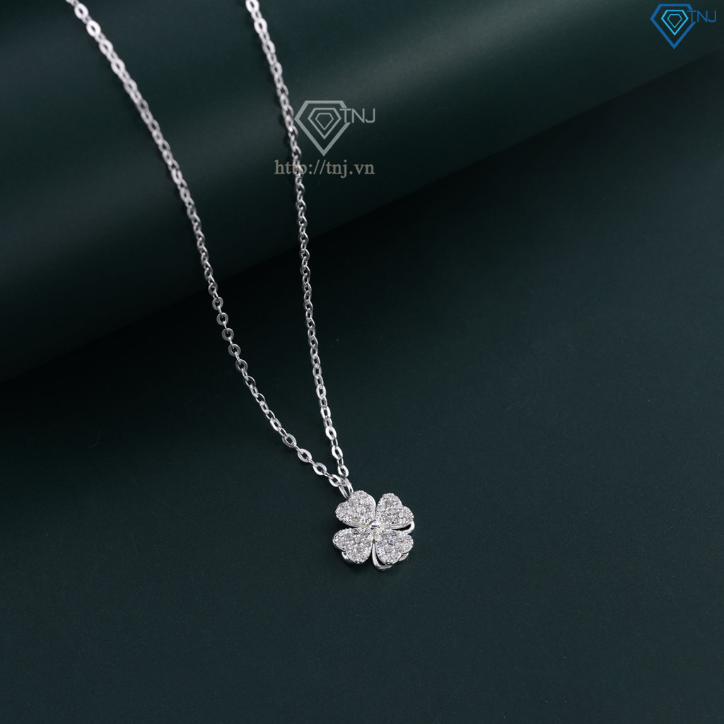 Dây chuyền cỏ 4 xoay đính đá trắng DCN0508