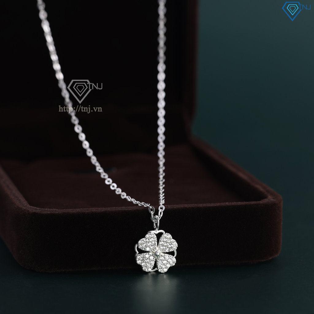 Dây chuyền cỏ 4 xoay đính đá trắng DCN0508