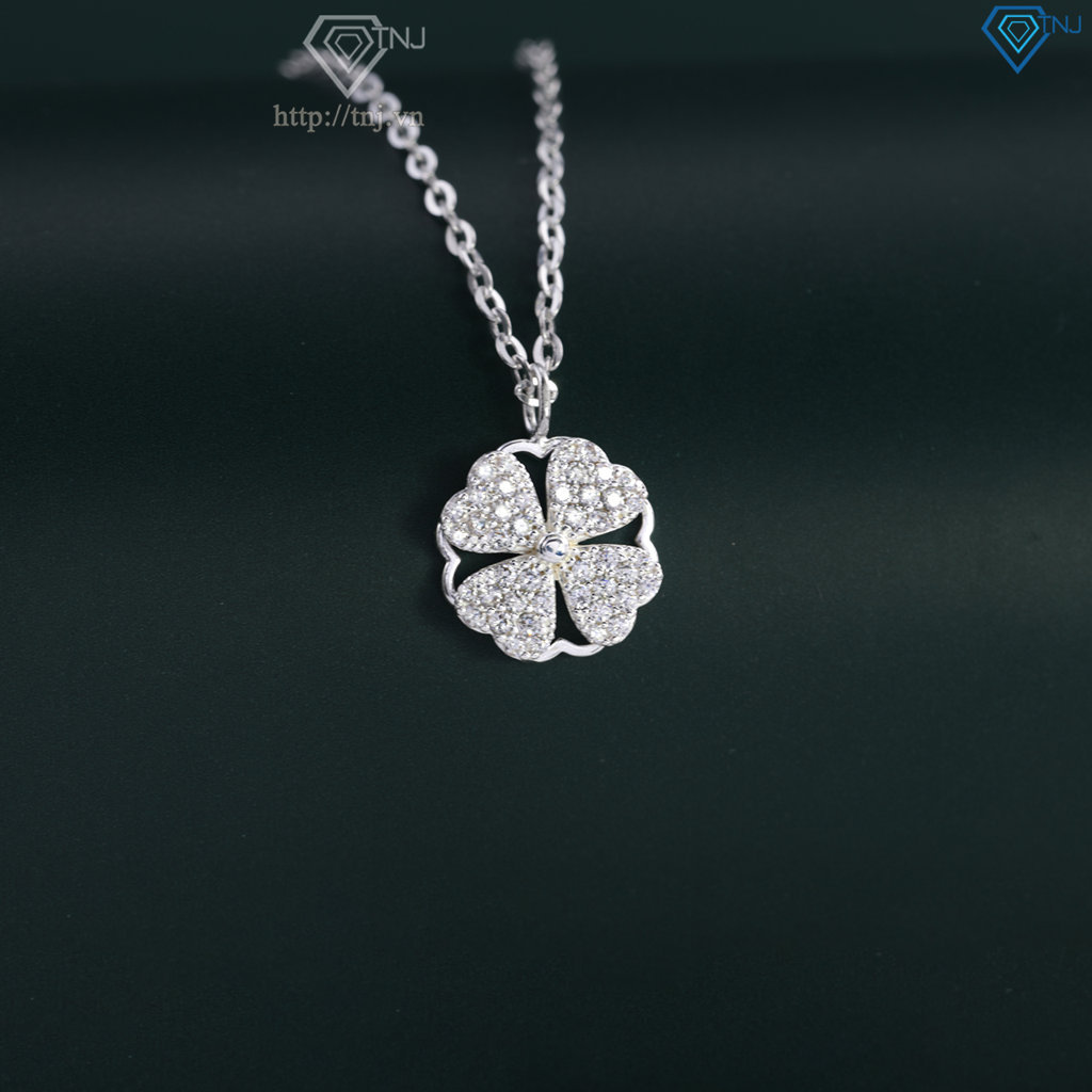 Dây chuyền cỏ 4 xoay đính đá trắng DCN0508