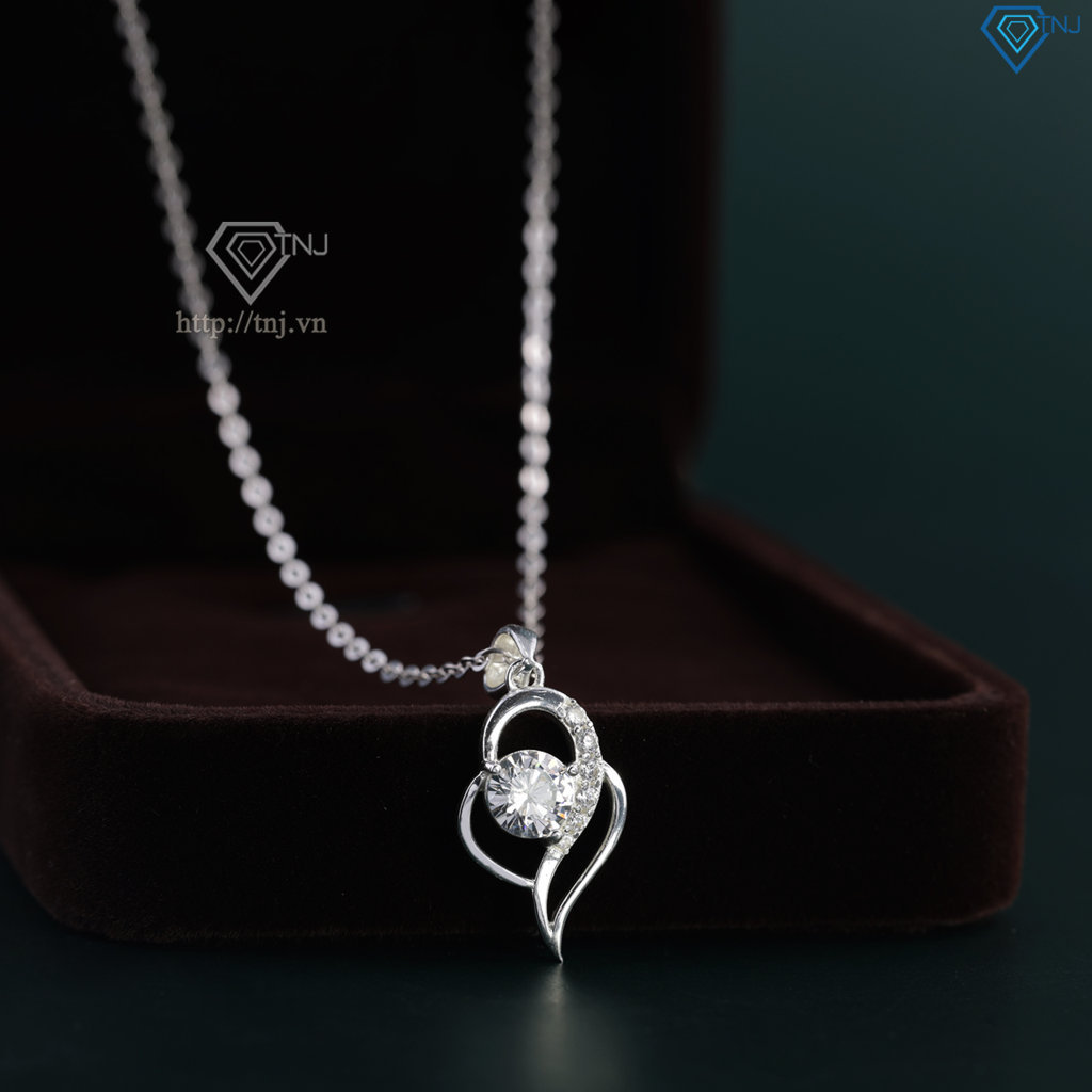 Dây chuyền trái tim đính đá bằng bạc DCN0529