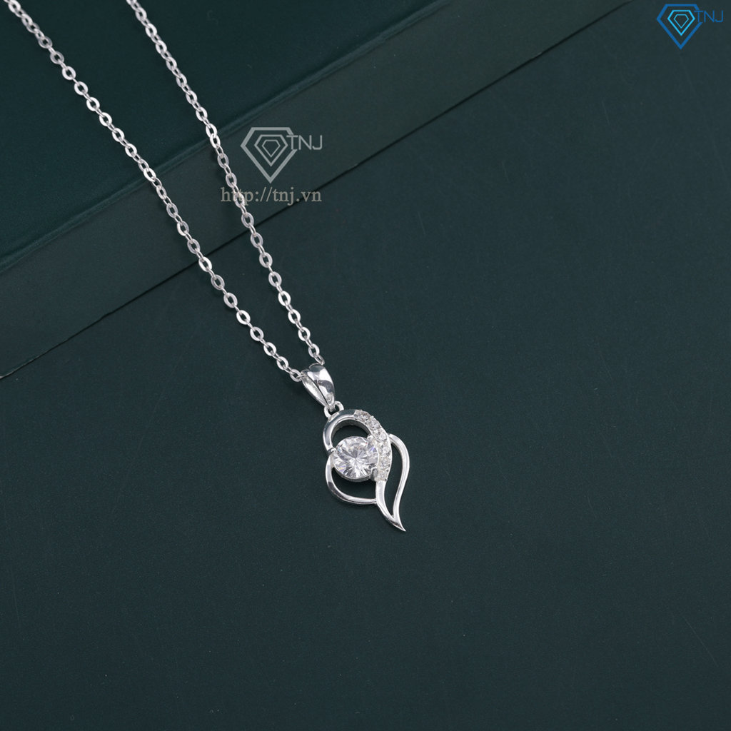 Dây chuyền trái tim đính đá bằng bạc DCN0529