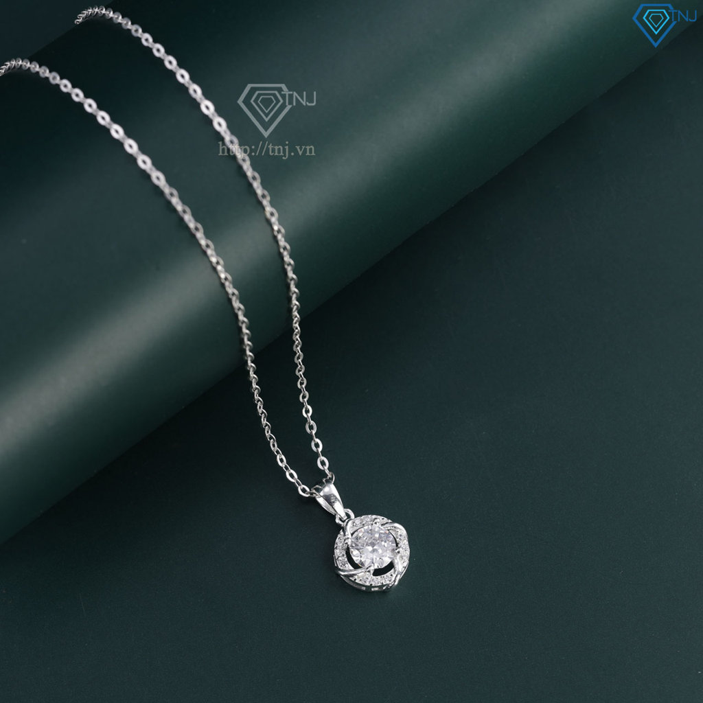 Dây chuyền bạc nữ mặt tròn đính đá DCN0648