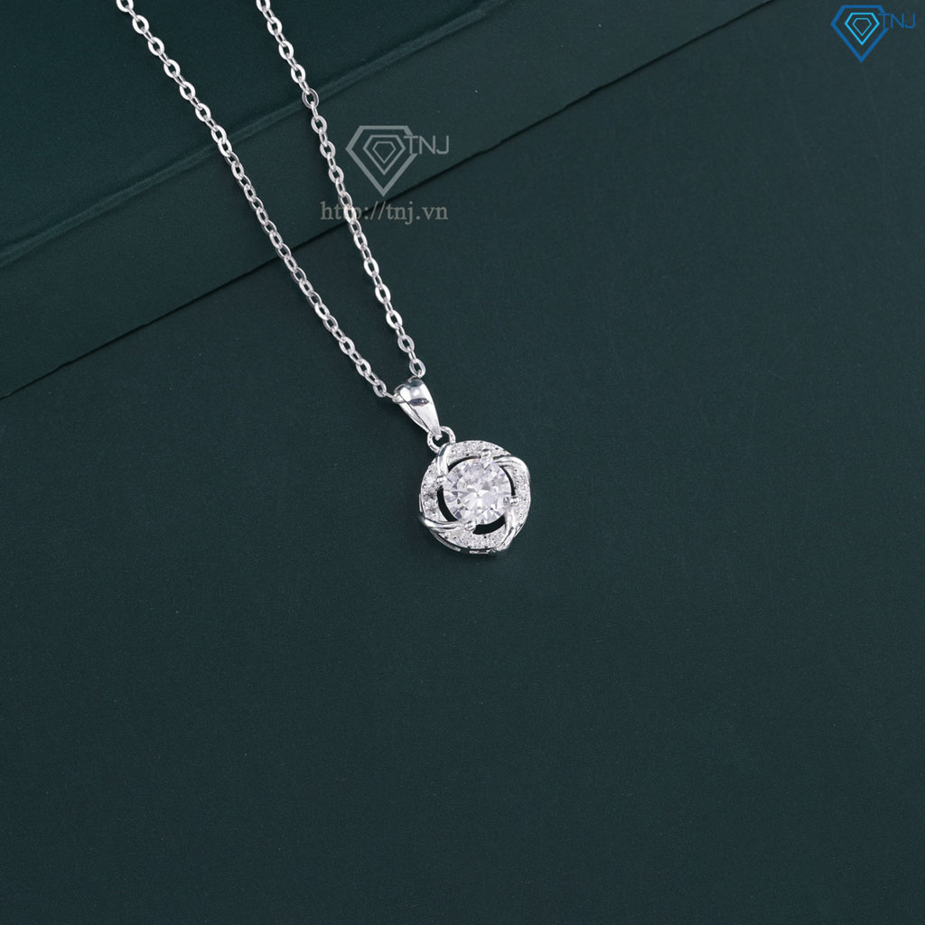 Dây chuyền bạc nữ mặt tròn đính đá DCN0648