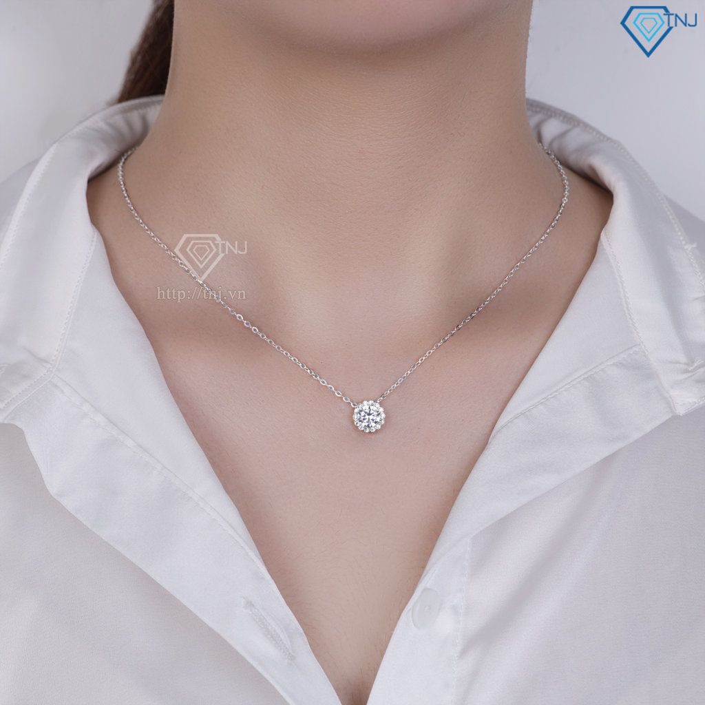 Dây chuyền bạc nữ mặt bông hoa đính đá DCN0797