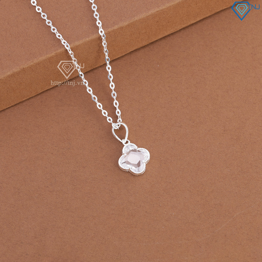 Dây chuyền bạc cỏ 4 lá đính đá trắng DCN0803