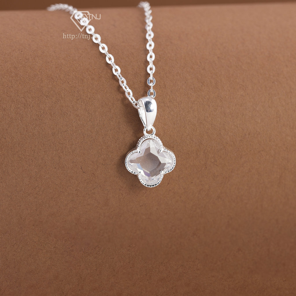 Dây chuyền bạc cỏ 4 lá đính đá trắng DCN0803