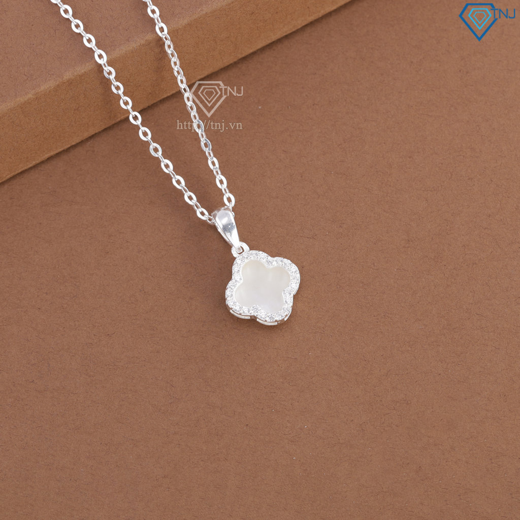Dây chuyền bạc cỏ 4 lá đính đá trắng DCN0804