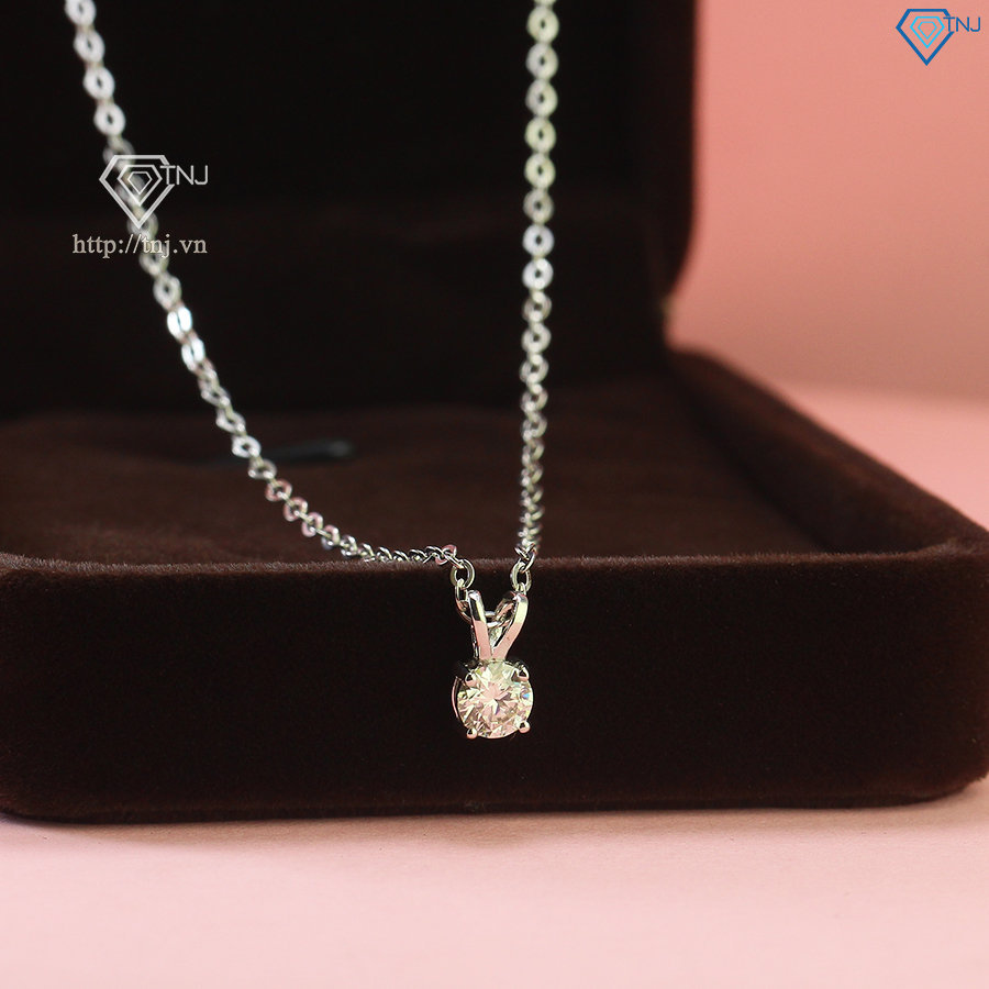 Dây chuyền nữ đính kim cương Moissanite 5.0mm dây xích xi kim DCNM0037