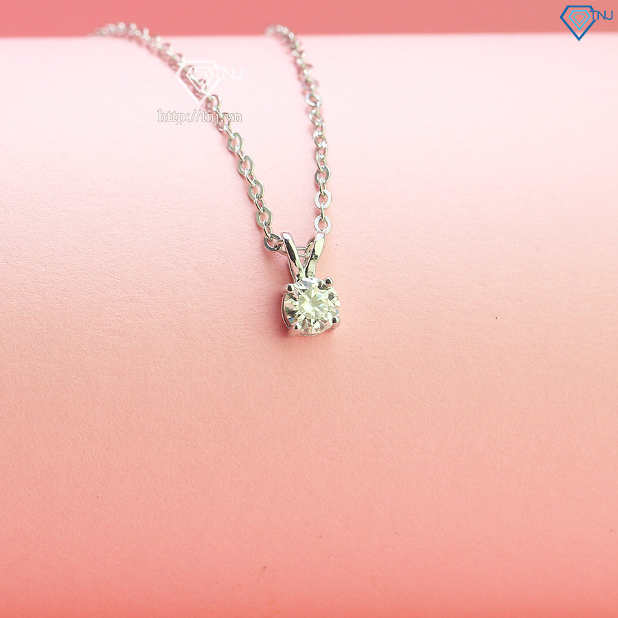 Dây chuyền nữ đính kim cương Moissanite 5.0mm dây xích xi kim DCNM0037