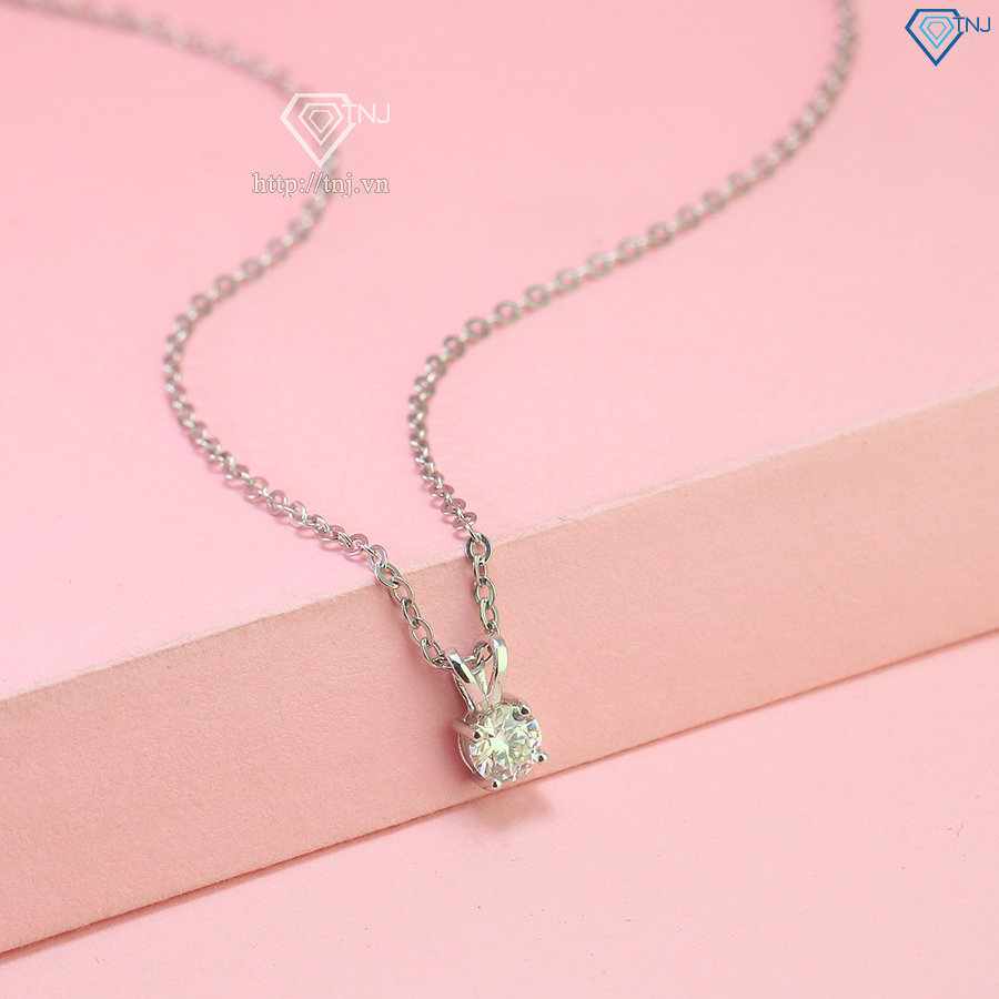 Dây chuyền nữ đính kim cương Moissanite 5.0mm dây xích xi kim DCNM0037