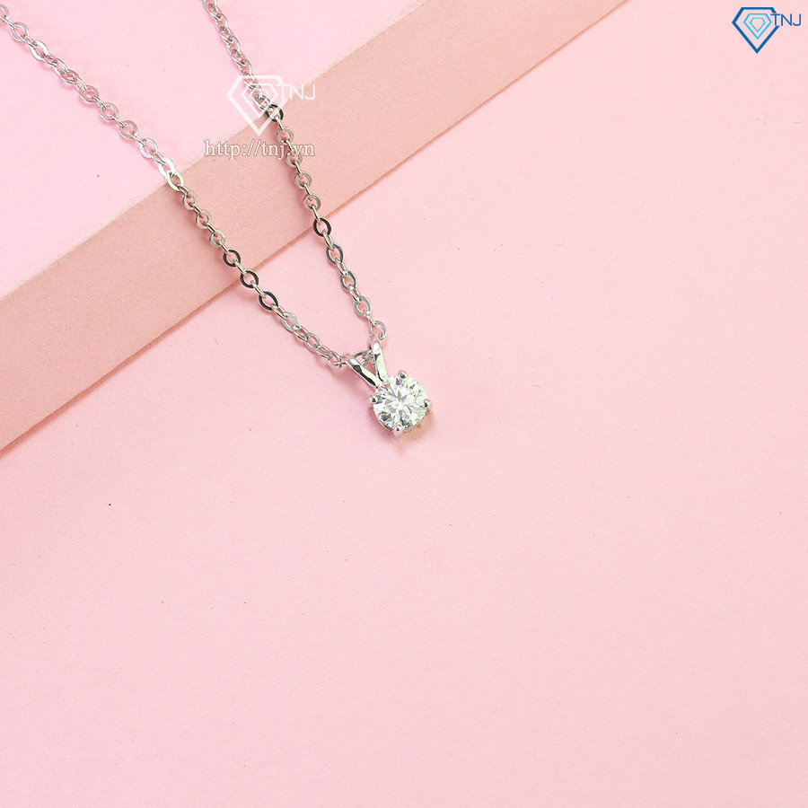 Dây chuyền nữ đính kim cương Moissanite 5.0mm dây xích xi kim DCNM0037