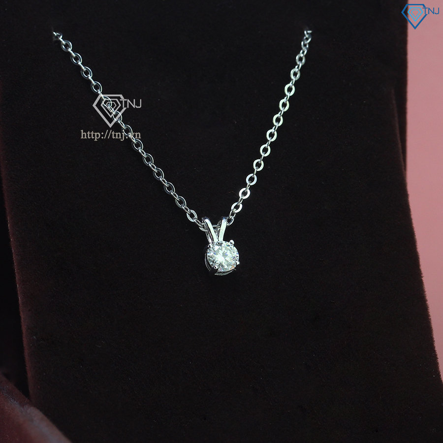 Dây chuyền nữ đính kim cương Moissanite 5.0mm dây xích xi kim DCNM0037