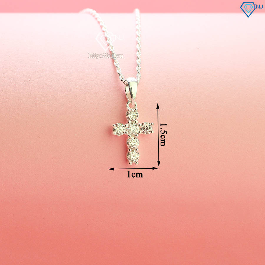 Dây chuyền nữ mặt thánh giá đính kim cương Moissanite DCNM0045