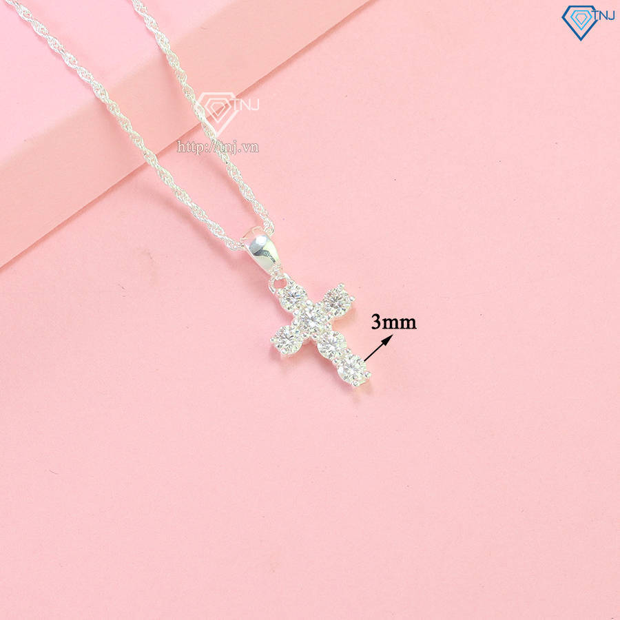 Dây chuyền nữ mặt thánh giá đính kim cương Moissanite DCNM0045