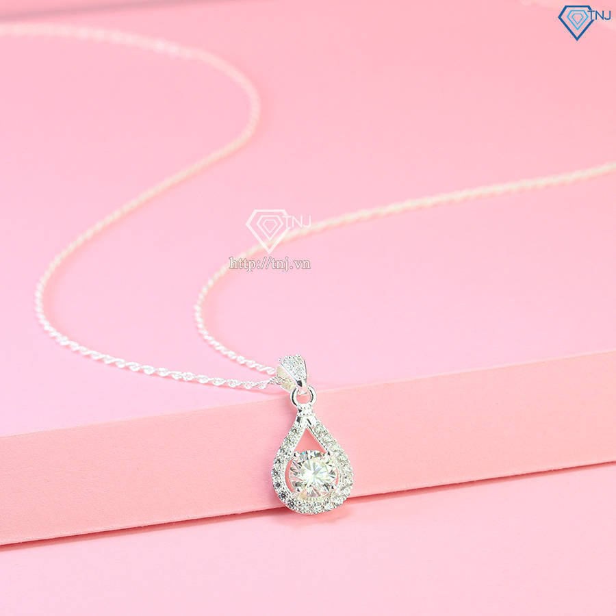Dây chuyền nữ mặt giọt nước đính kim cương Moissanite 6.5mm DCNM0049