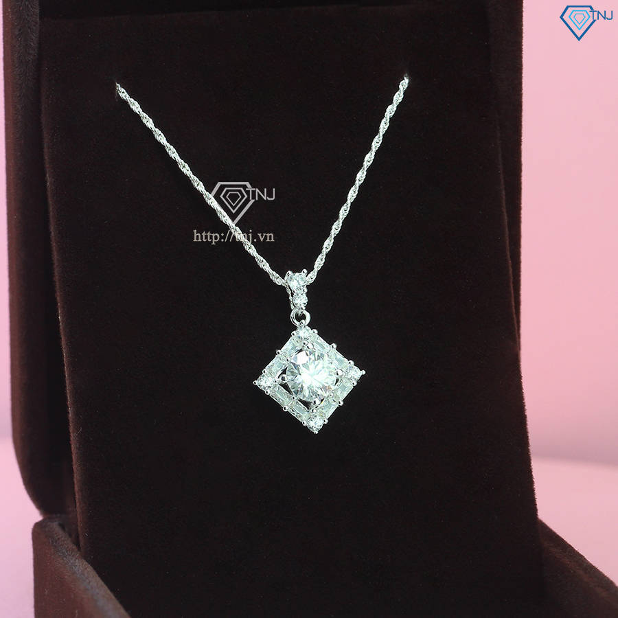 Dây chuyền nữ mặt vuông đính kim cương Moissanite 7.0mm DCNM0050