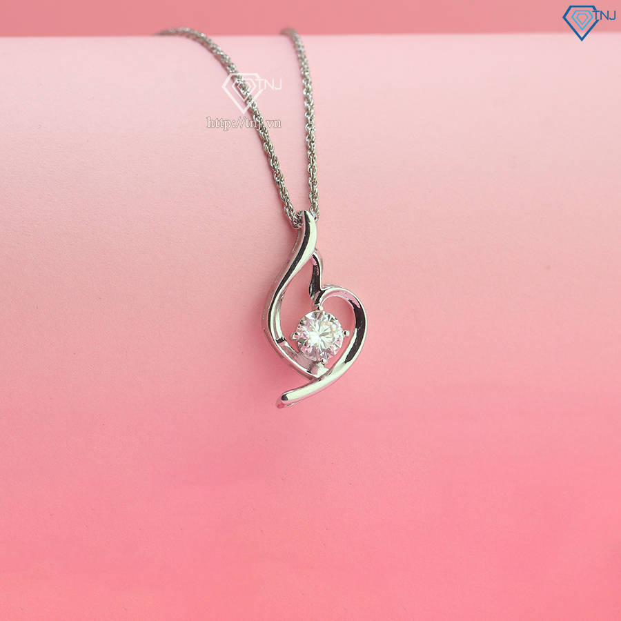 Dây chuyền nữ hình trái tim cho phụ nữ trung niên đính kim cương Moissanite xi kim 6.0mm DCNM0051