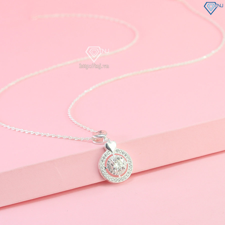 Dây chuyền nữ mặt tròn khắc tên đính kim cương Moissanite 6.0mm DCNM0060