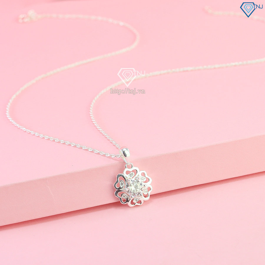 Dây chuyền nữ hình bông hoa đính kim cương Moissanite 6.5mm DCNM0062