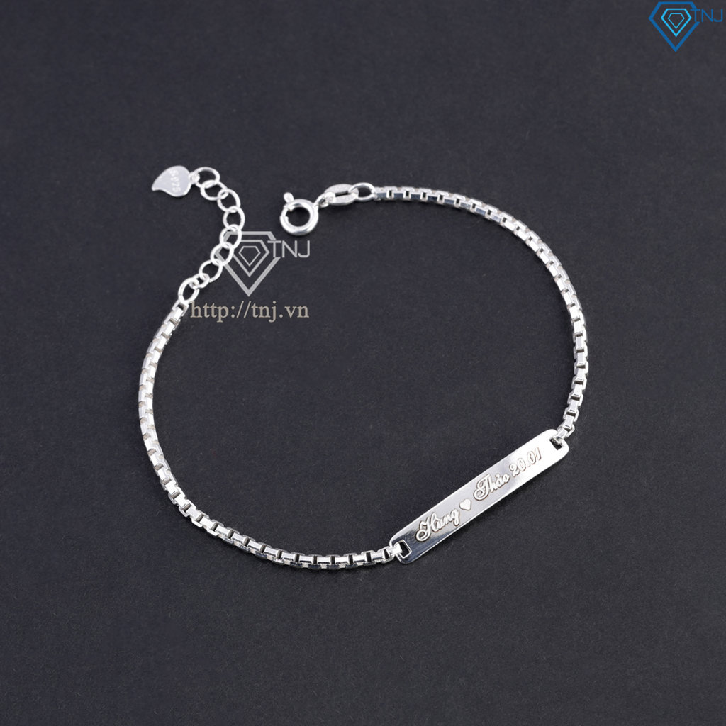Vòng tay đôi bạc vòng tay cặp bạc khắc chữ cái theo yêu cầu LTD0067