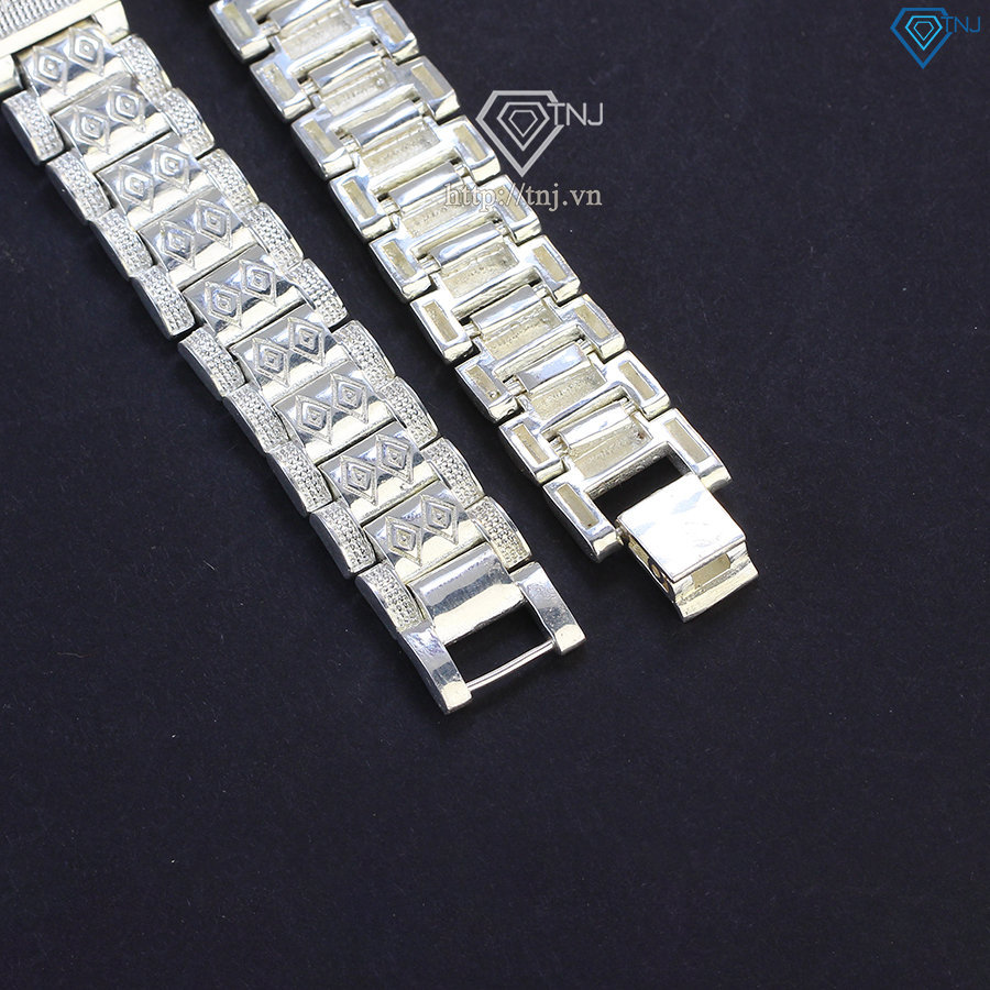 Lắc tay bạc nam thiết kế dây đồng hồ cá tính LTA0062