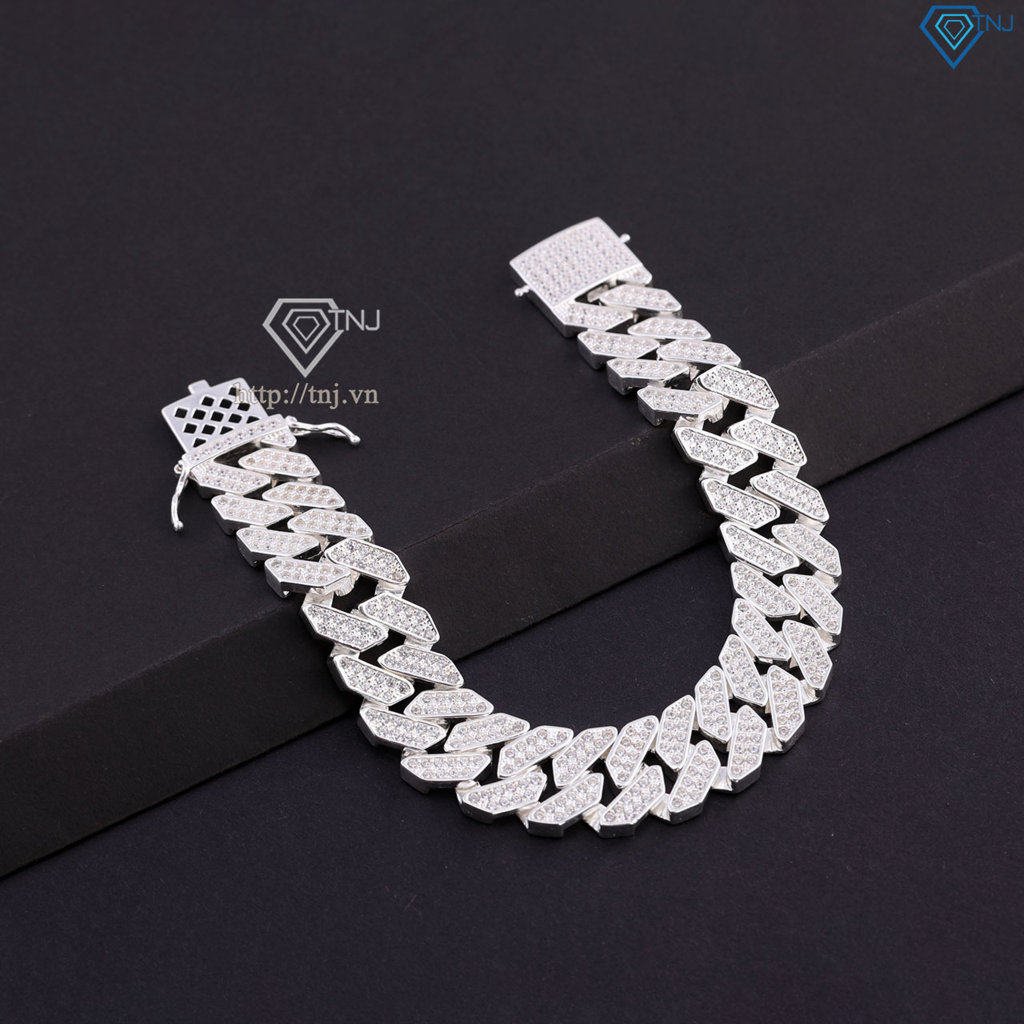 Quà valentine cho nam lắc tay Cuban bạc phiên bản 13mm đặc LTA0081