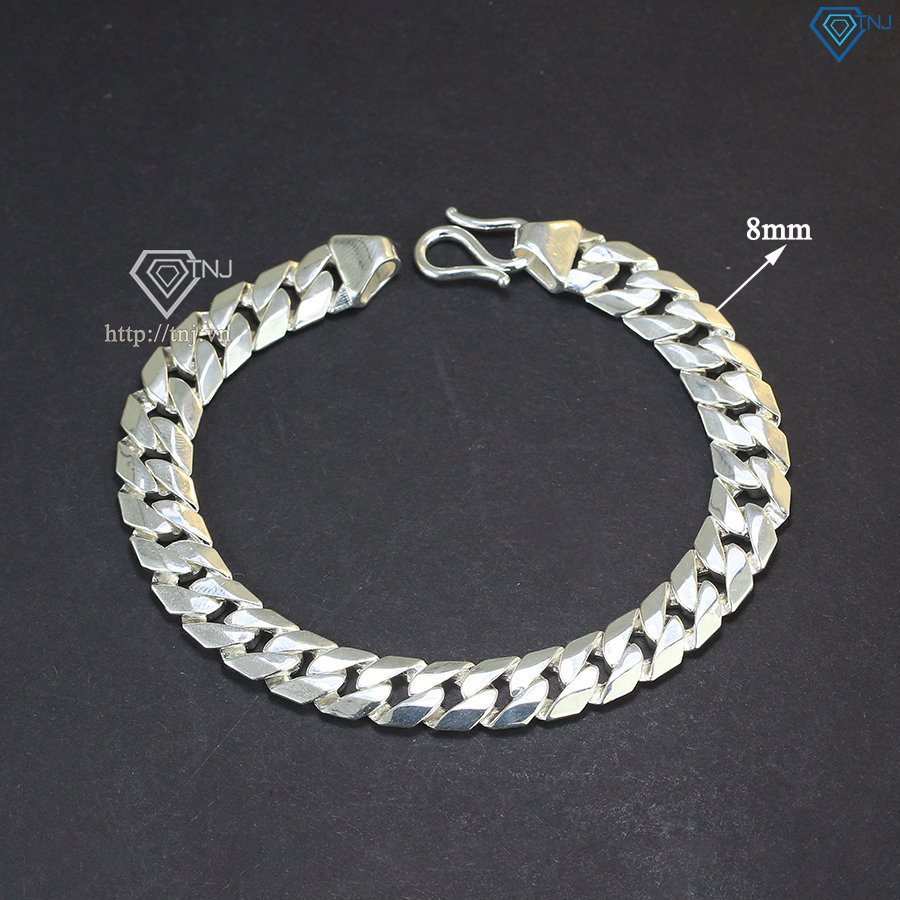 Lắc tay bạc nam mắt xích trơn bản 8mm đẹp LTA0142