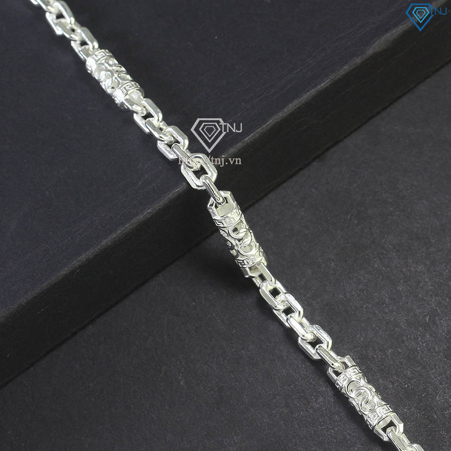 Lắc tay bạc nam hoạ tiết đốt trúc đẹp LTA0156