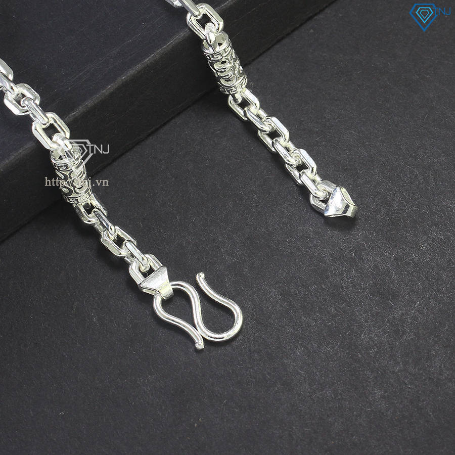 Lắc tay bạc nam hoạ tiết đốt trúc đẹp LTA0156