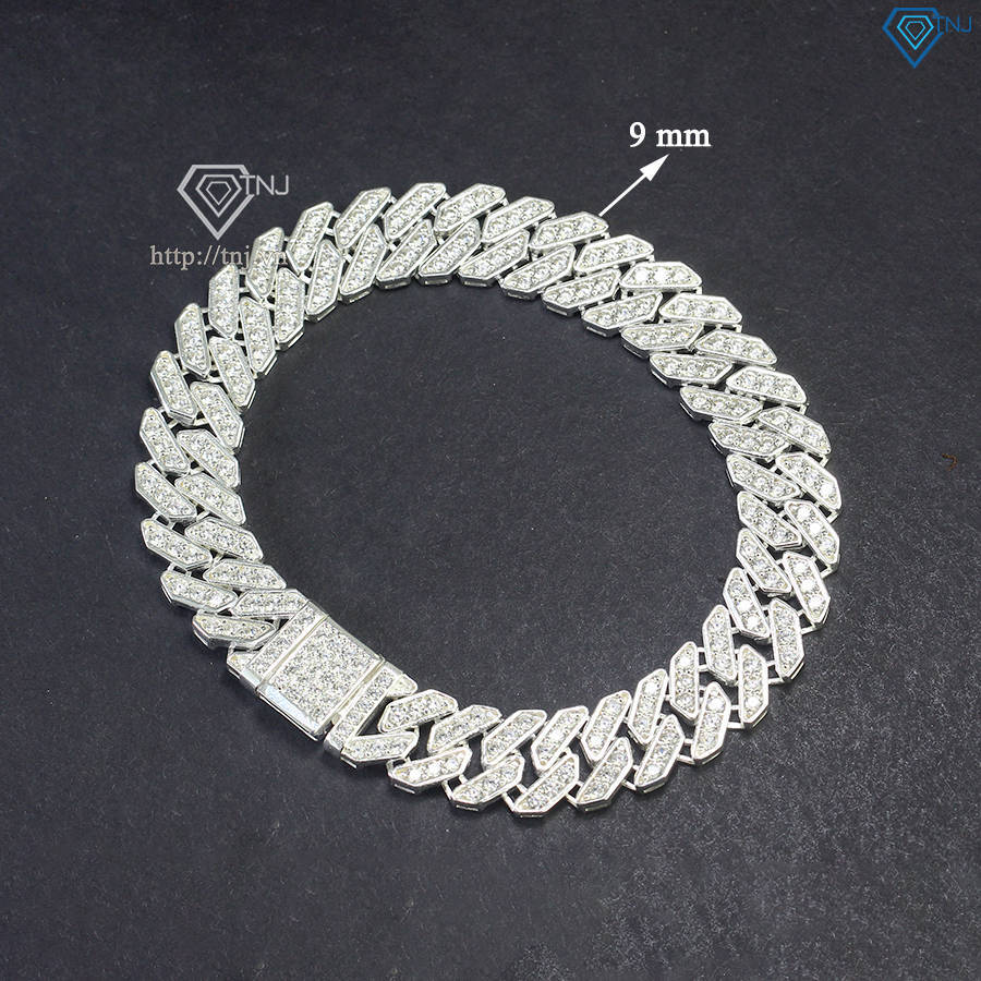 Lắc tay nam Cuban đính đá bản nhỏ 9mm LTA0171