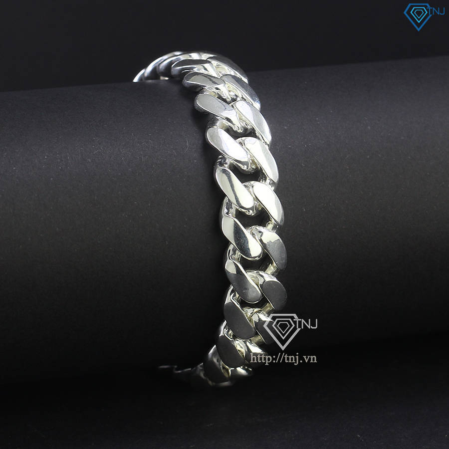 Lắc tay bạc nam cuban không đính đá LTA0176