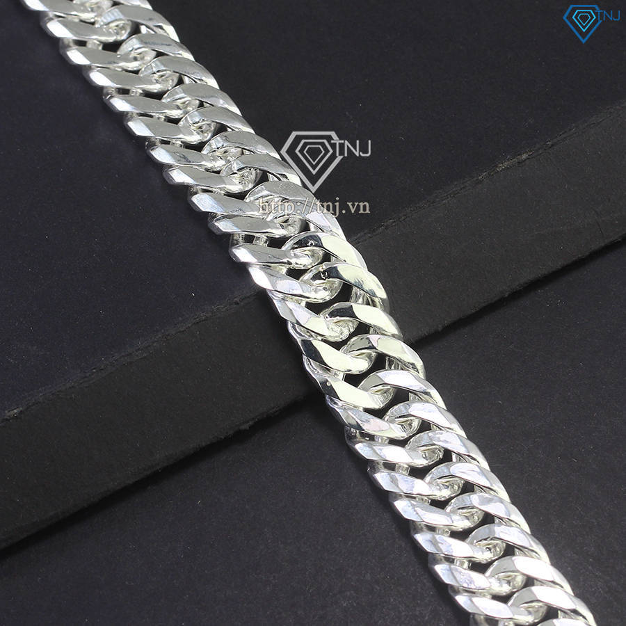 Lắc tay nam mắt xích bằng bạc bản cuban 14mm LTA0178