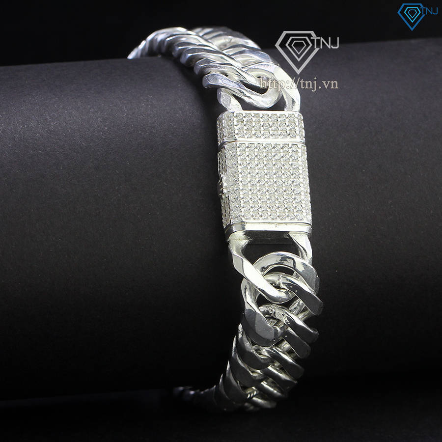 Lắc tay nam mắt xích bằng bạc bản cuban 14mm LTA0178