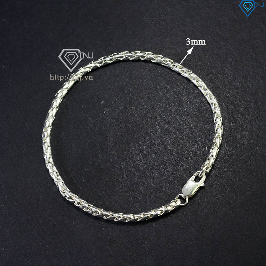 Lắc tay bạc nam dạng tròn đơn giản LTA0179