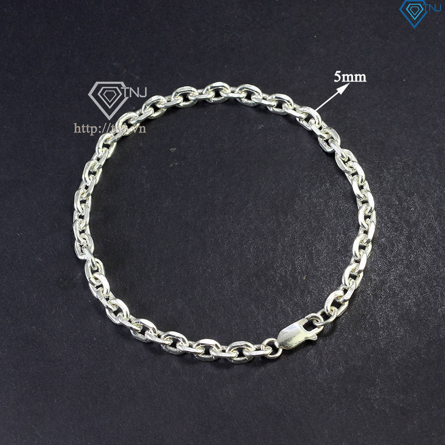 Lắc tay bạc nam mắt xích vuông 5mm LTA0181