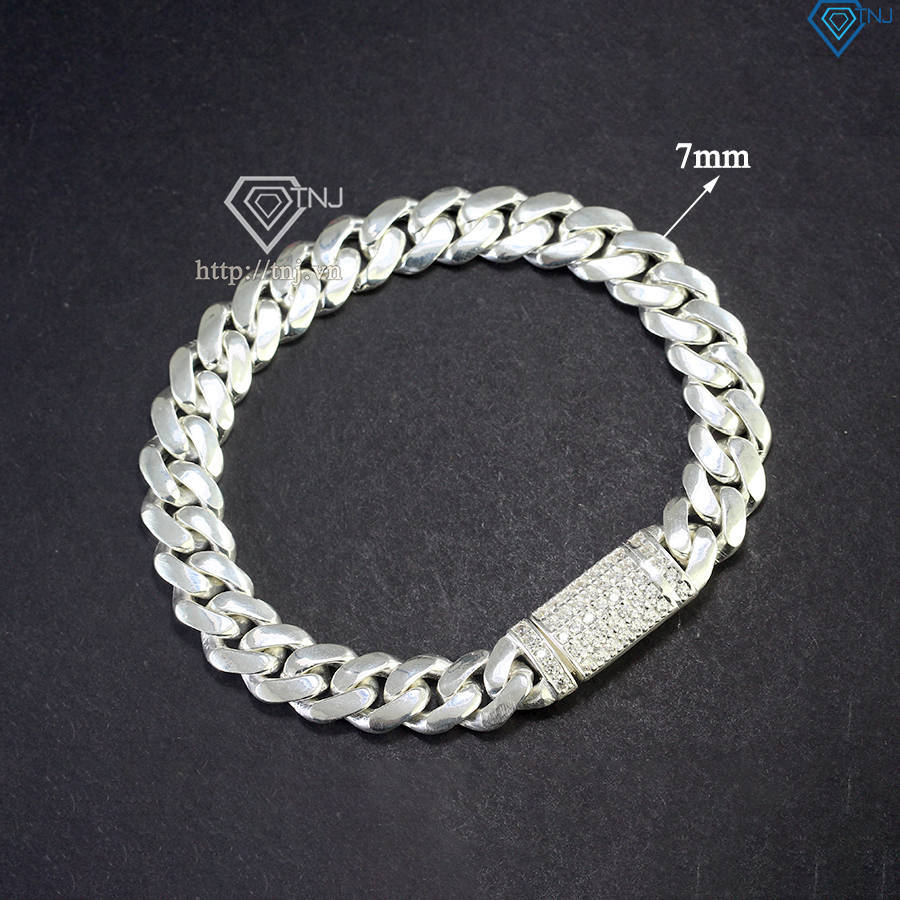 Lắc tay bạc nam mắt xích Cuban 7mm LTA0184