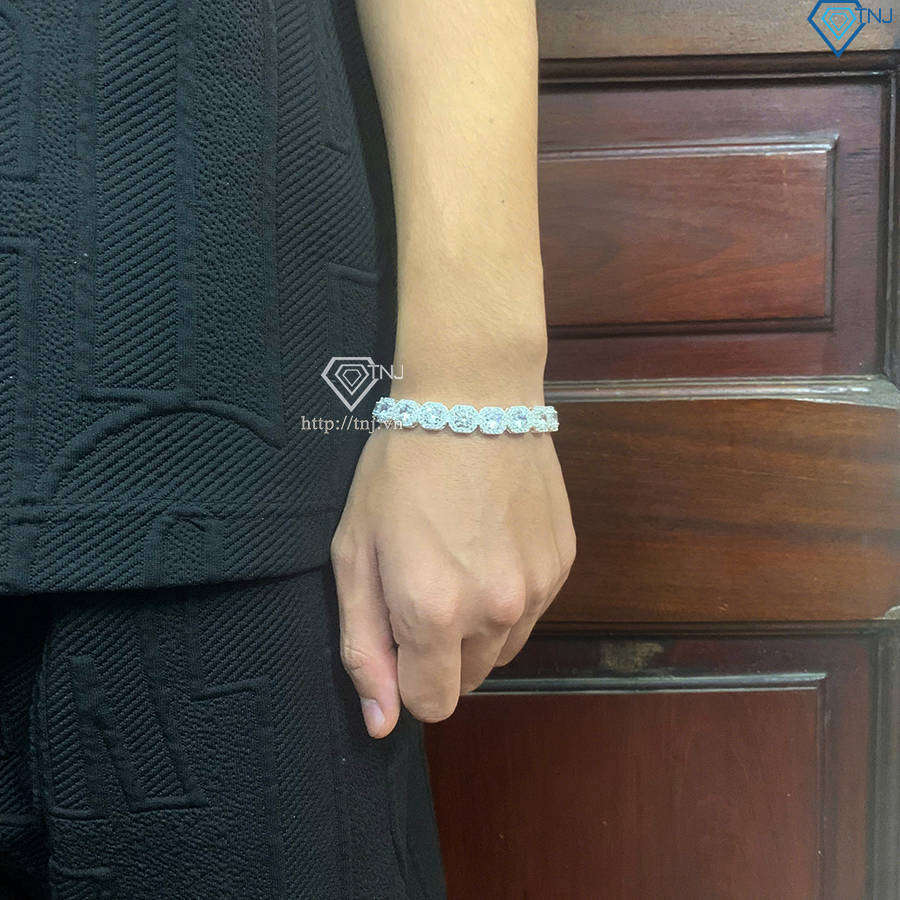 Lắc tay bạc nam Tennis vuông đính đá đẹp LTA0185