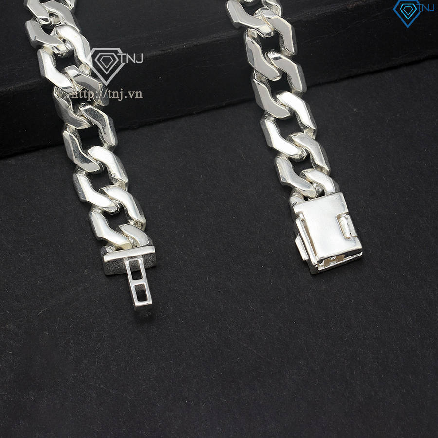 Lắc tay bạc nam mắt xích cuban không đính đá LTA0197